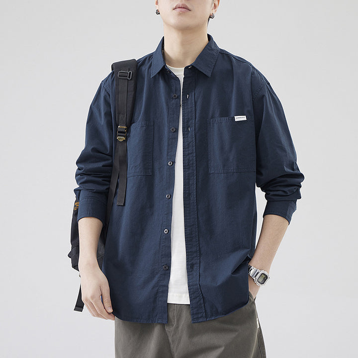 Men's Oversized Cotton Shirt with Double Chest Pockets and Relaxed Fit Mune Fashion