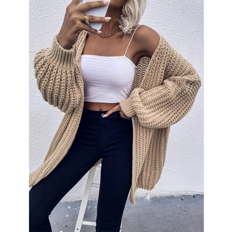 Women's Cozy Cardigan in Cocoon Cut with Extra Long Sleeve Cuffs and Open Front Mune Fashion