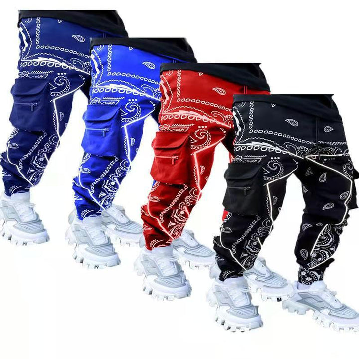 Men's cargo jogging pants with bandana print, drawstring & multiple pockets Mune Fashion