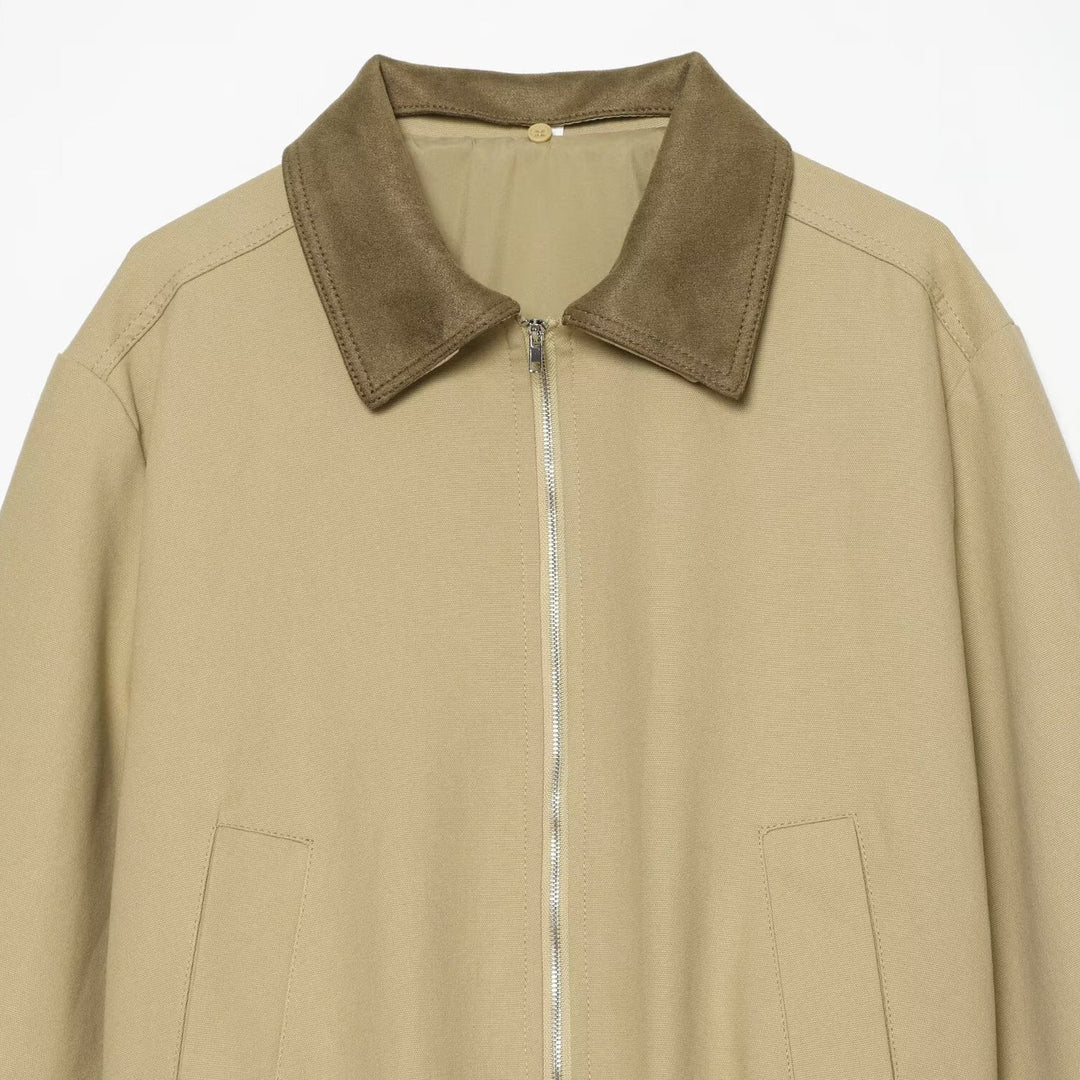 Ladies Boxy Field Blouson with Velour Collar and Elastic Hem Mune Fashion