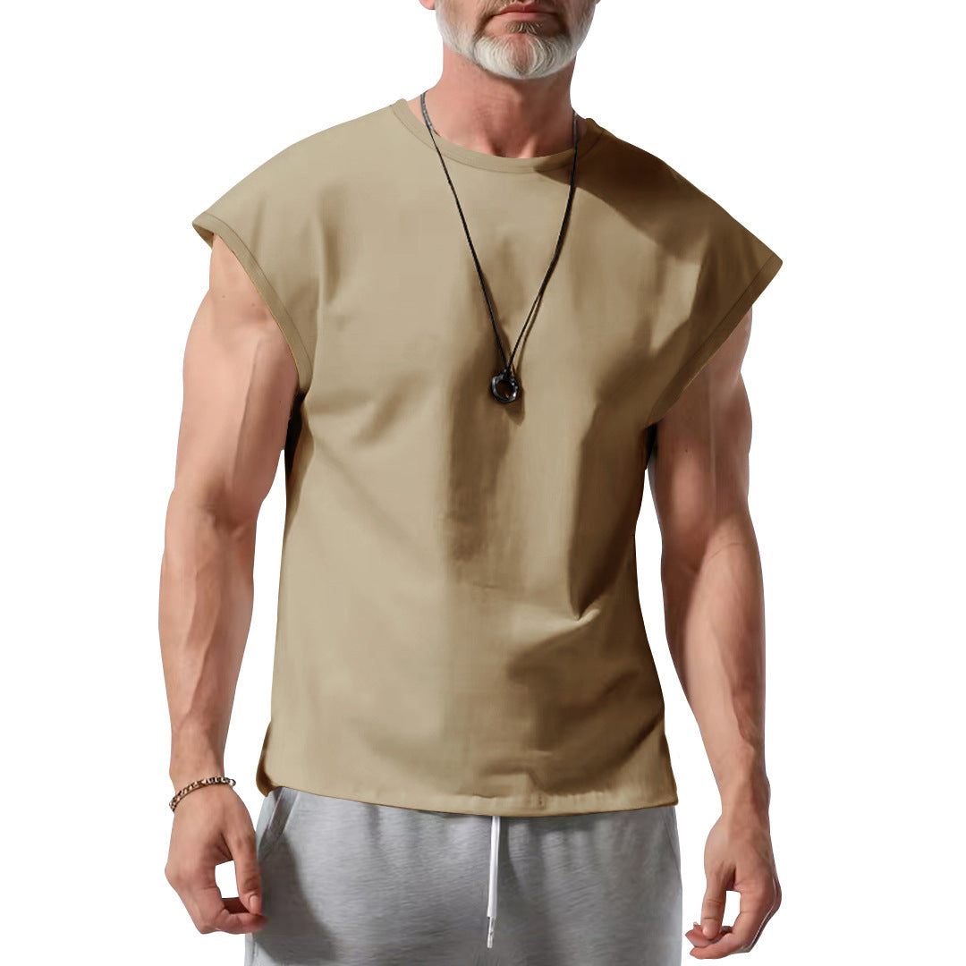 Men's cropped athletic tank top with wide arm openings and round neckline Mune Fashion