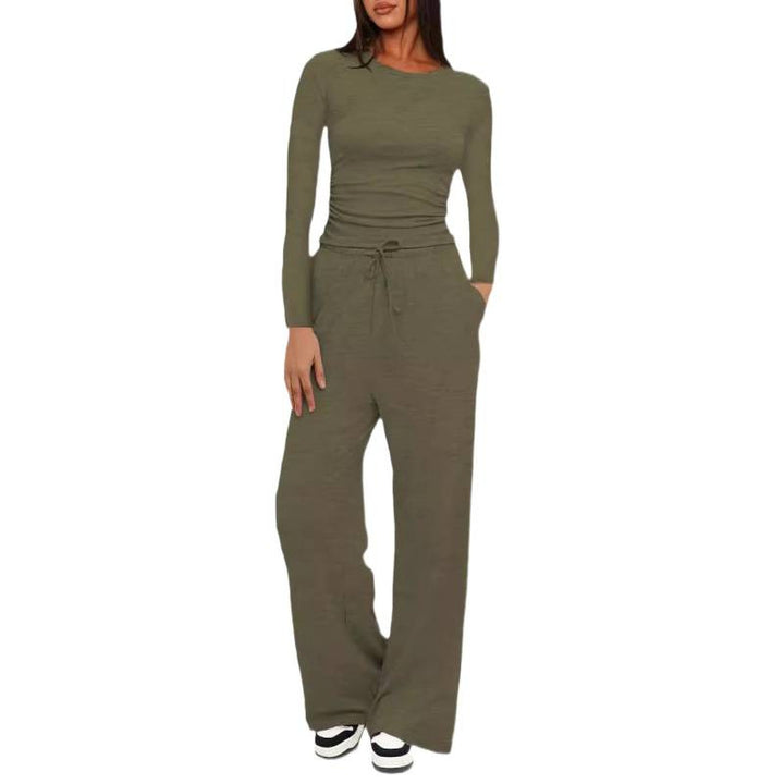 Women's Relaxed Leisure Pants with Extra Wide Leg, Elastic Waistband and Drawstring Mune Fashion