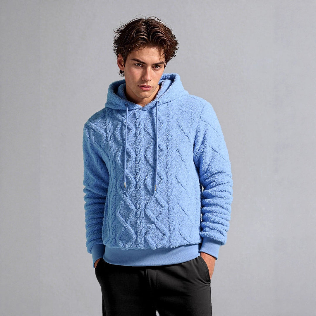 Men's teddy fleece hoodie with diamond structure, lined hood, and soft ribbed cuffs Mune Fashion