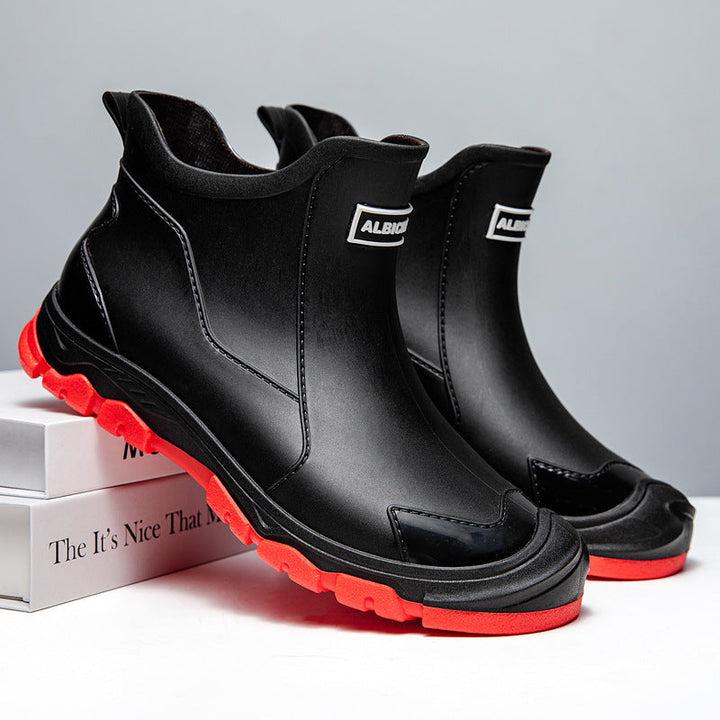 Men's Rubber Boots with Non-Slip Sole and Flexible Entry Mune