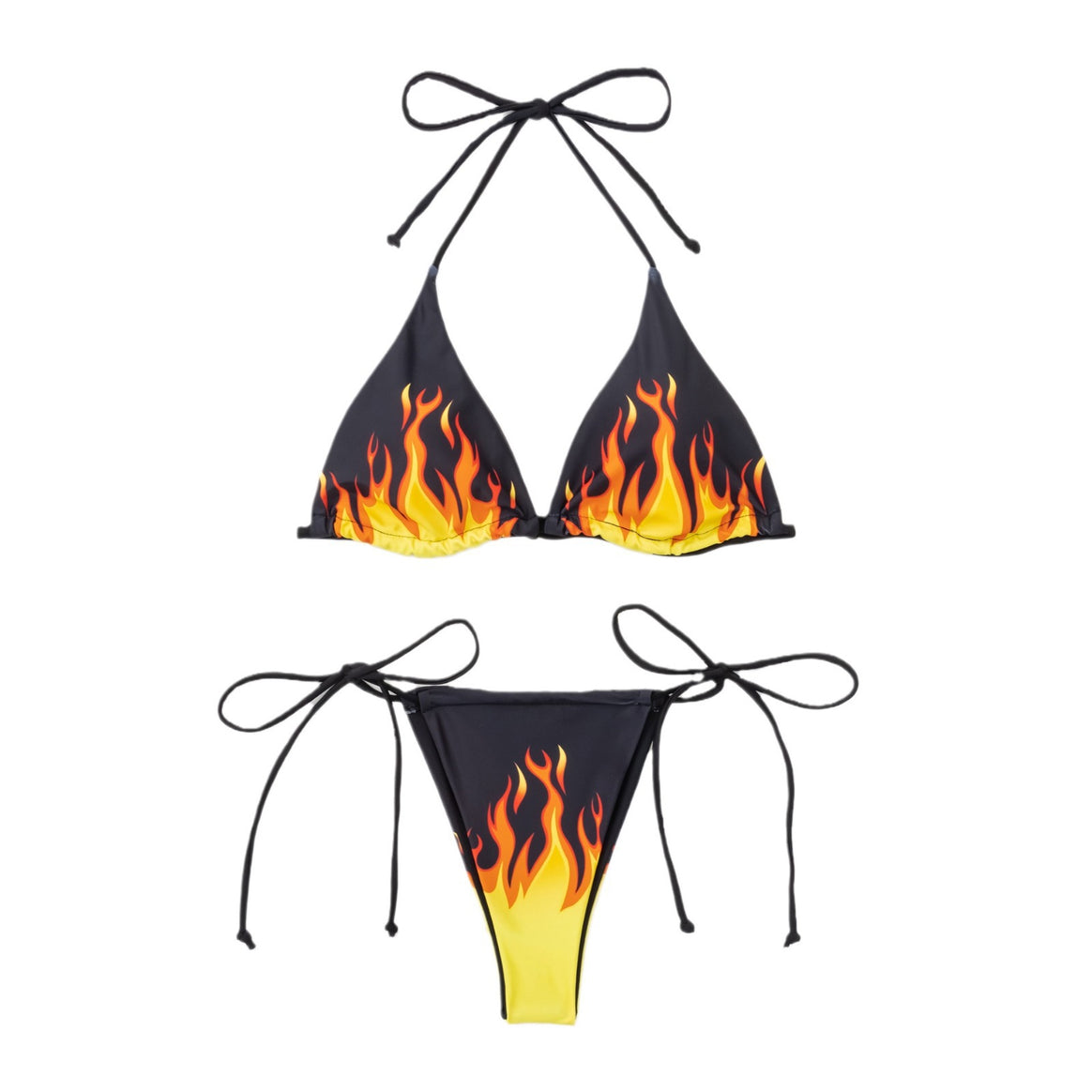 Women's Triangle Bikini with Flaming Design and Adjustable Strap System Mune Fashion