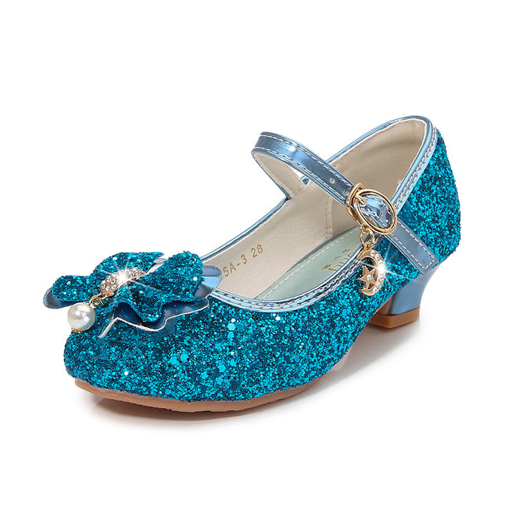 Girls Glittering Ballet Flats with Bow Applique Mune Fashion