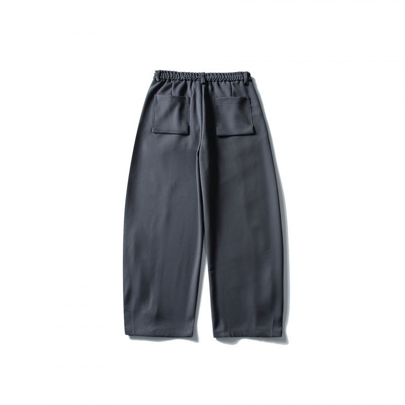 Men's loose ankle-length pleated pants with elastic waistband and adjustable hem Mune Fashion