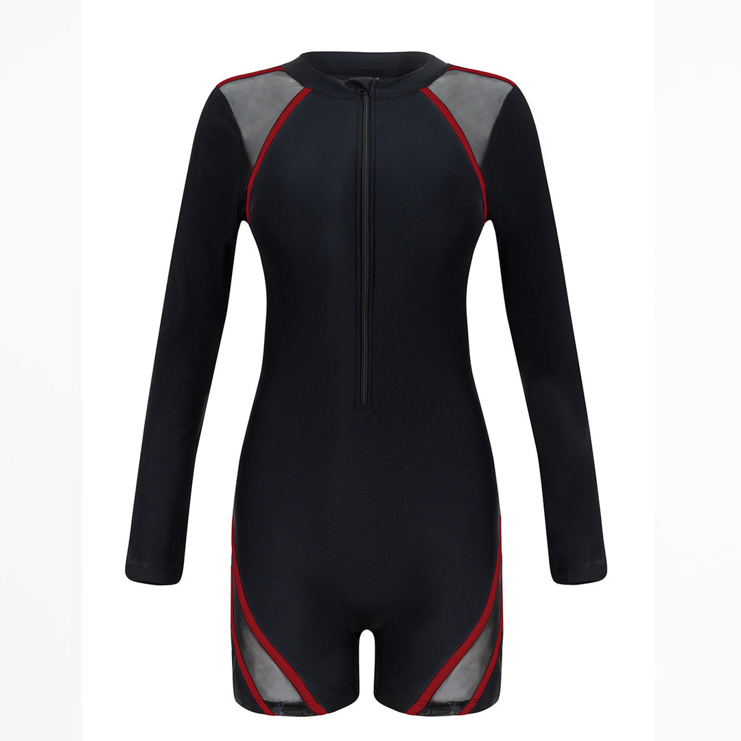 Women's Sporty Long Sleeve Swim Suit with Breathable Mesh Inserts Mune Fashion