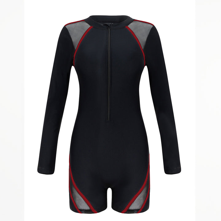 Women's Sporty Long Sleeve Swim Suit with Breathable Mesh Inserts Mune Fashion