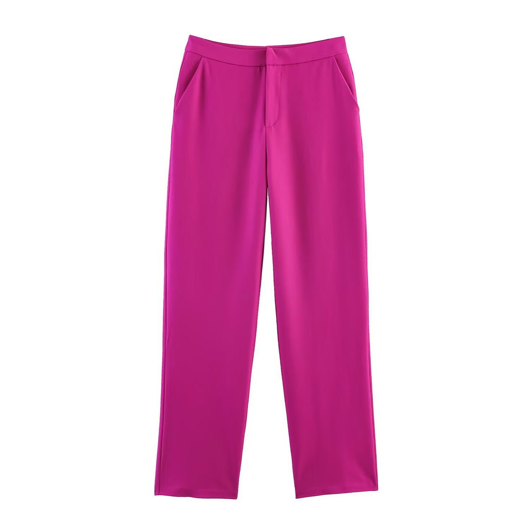 Women Two-Piece Pants Suit with Feather Trim on Sleeve Edges Mune Fashion