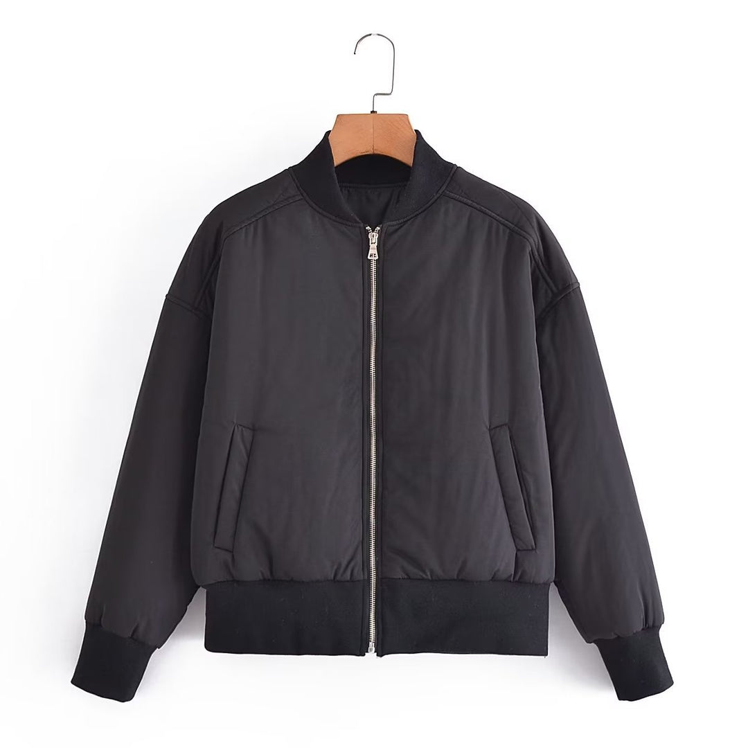 Ladies short padded blouson jacket with ribbed hem Mune Fashion