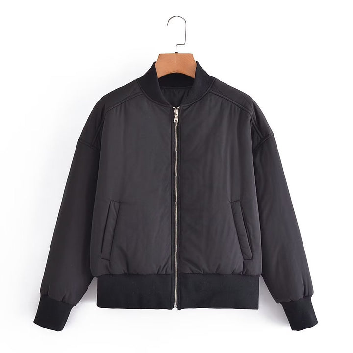 Ladies short padded blouson jacket with ribbed hem Mune Fashion