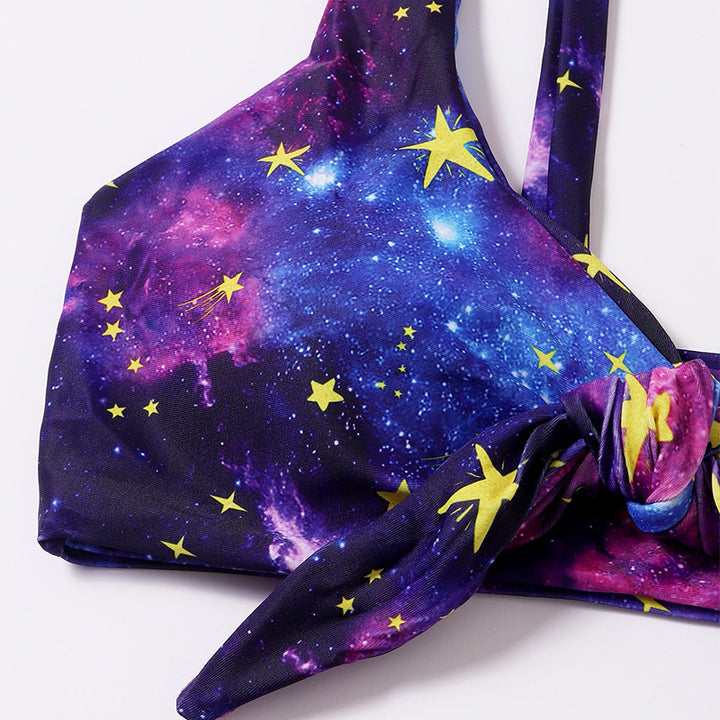 Women's bikini set with playful knot design and galactic pattern Mune Fashion
