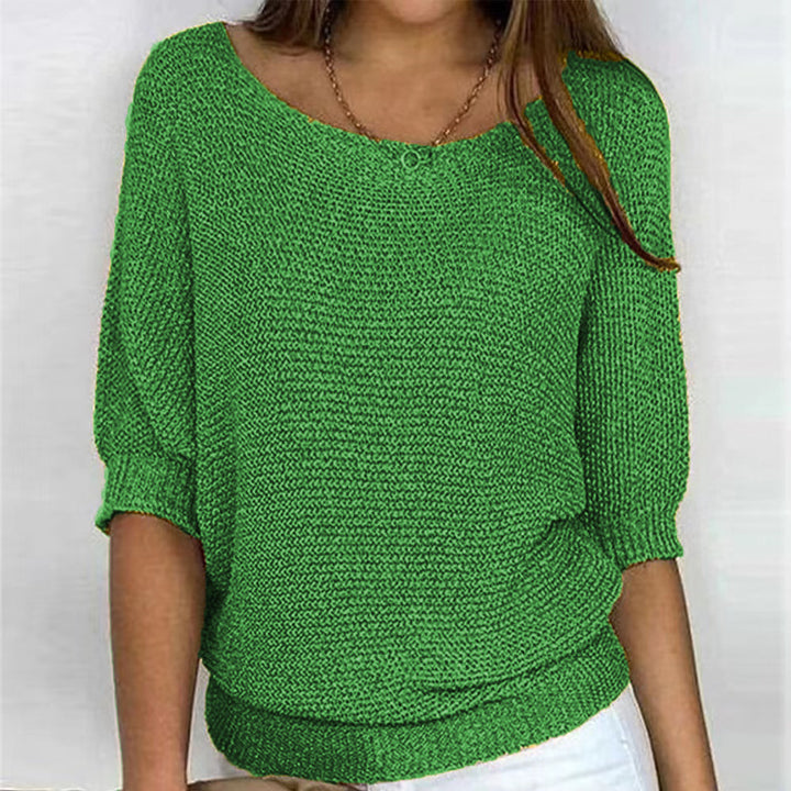 Ladies nan lightweight casual fine knit pullover with wide neckline Mune Fashion