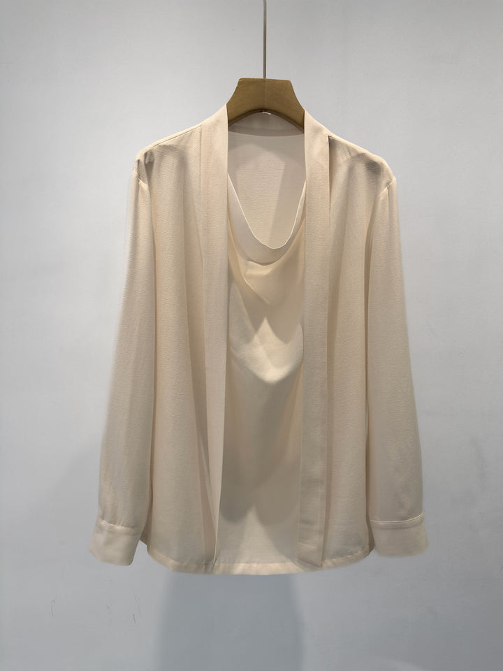 Women Elegant Draped Front Cardigan Mune Fashion