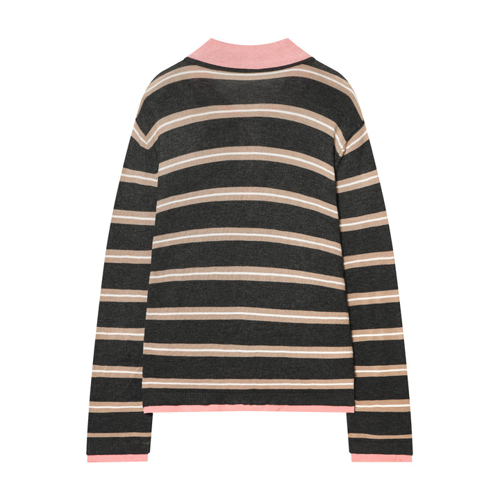 Women’s tailored knit polo with contrast collar and continuous button placket Mune Fashion