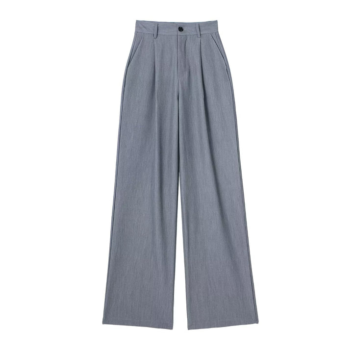 Women's Wide High Waist Pleated Trousers with Crease and Side Insertion Pockets Mune Fashion