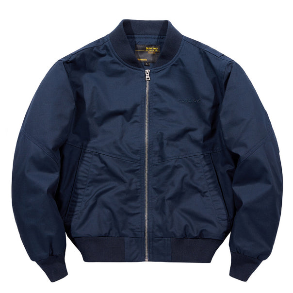 Men's  water-resistant commuter bomber jacket with metal front zip ribbed trims and angled welt pockets Mune Fashion