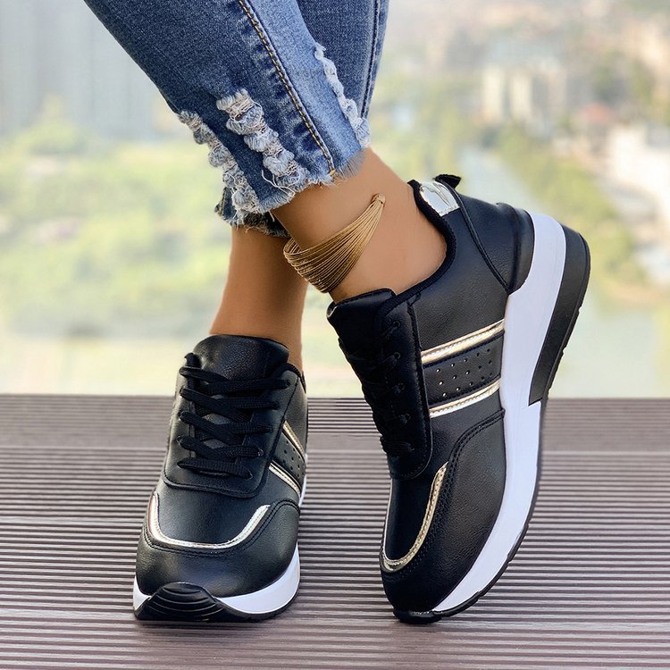 Women’s wedge sneaker with mid-high platform, padded comfort shaft and elastic side insert Mune Fashion