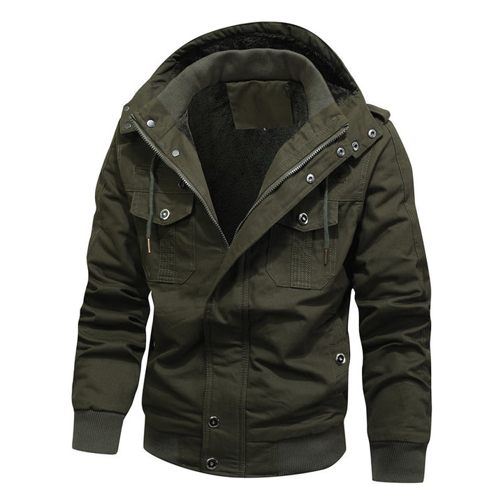 Men's Windproof Canvas Jacket with Teddy Lining and Hood Mune Fashion