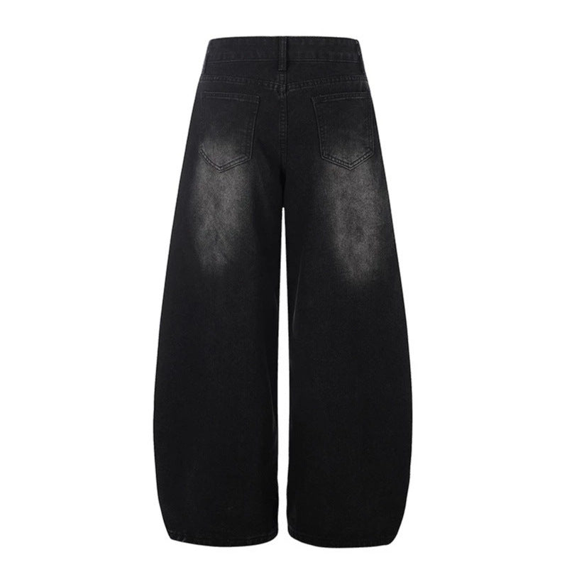 Ladies Wide High-Waist Palazzo Pants made of Denim with Horse Embroidery and Culotte Cut Mune Fashion