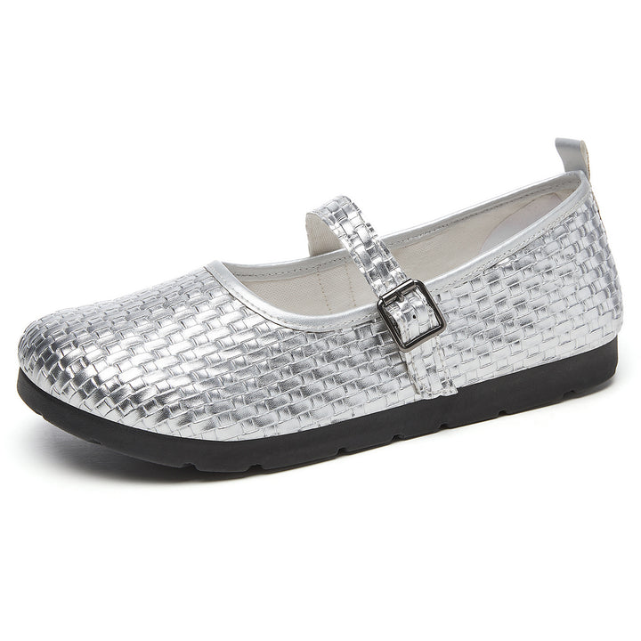Ladies nan Mary-Jane ballerina slippers with woven surface structure, adjustable strap and shock-absorbing lightweight sole Mune Fashion