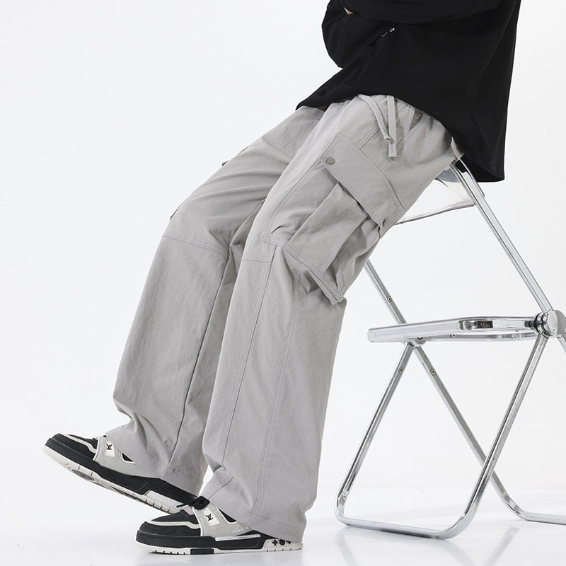 Men's Oversized Cargo Pants in Utility Style with Drawstring Waistband and Large Flap Pockets Mune Fashion