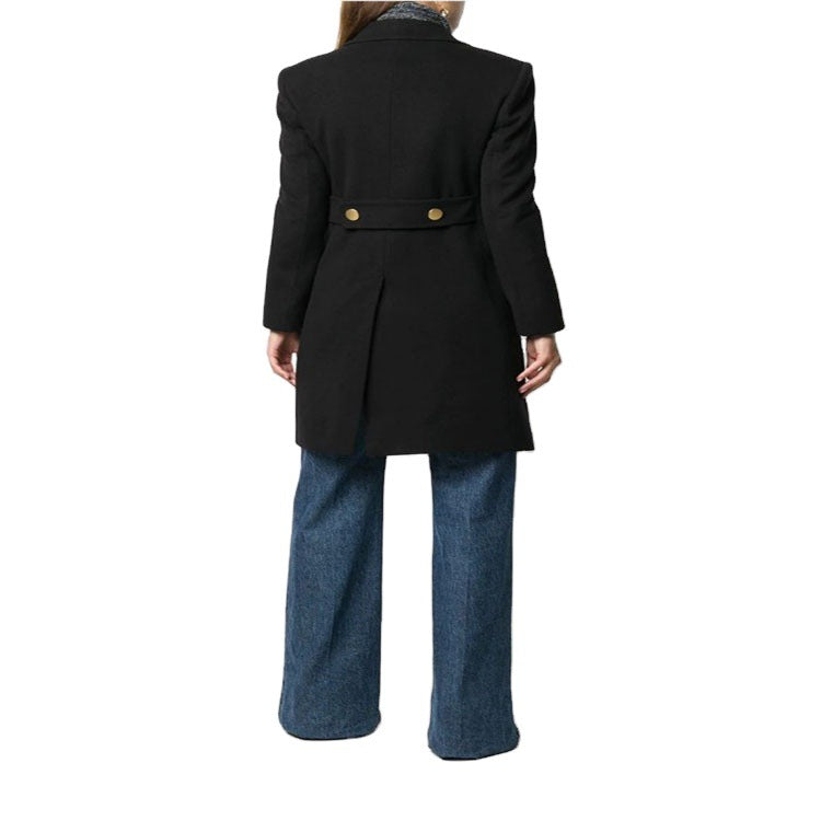 Women Military-inspired Tailored Longcoat in Tailoring with Decorative Metal Buttons Mune Fashion
