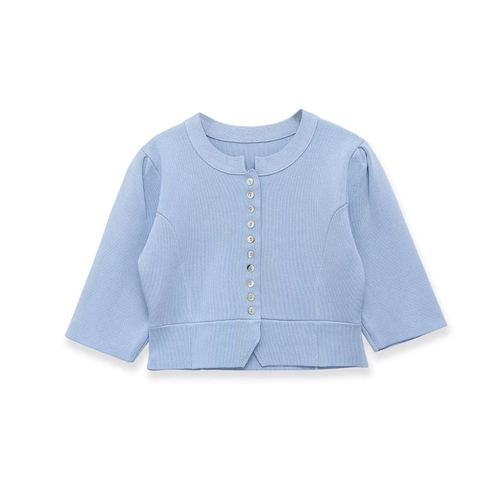 Women's short ribbed bolero jacket with puff sleeves Mune Fashion