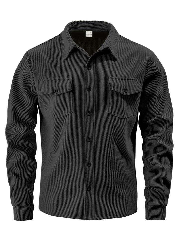 Men's cord shirt jacket made of wide corduroy with flap pockets and shirt collar Mune Fashion