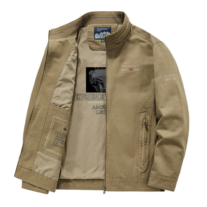 Men's Casual Short Jacket in Harrington Style with Stand Collar and Inner Pocket Mune Fashion