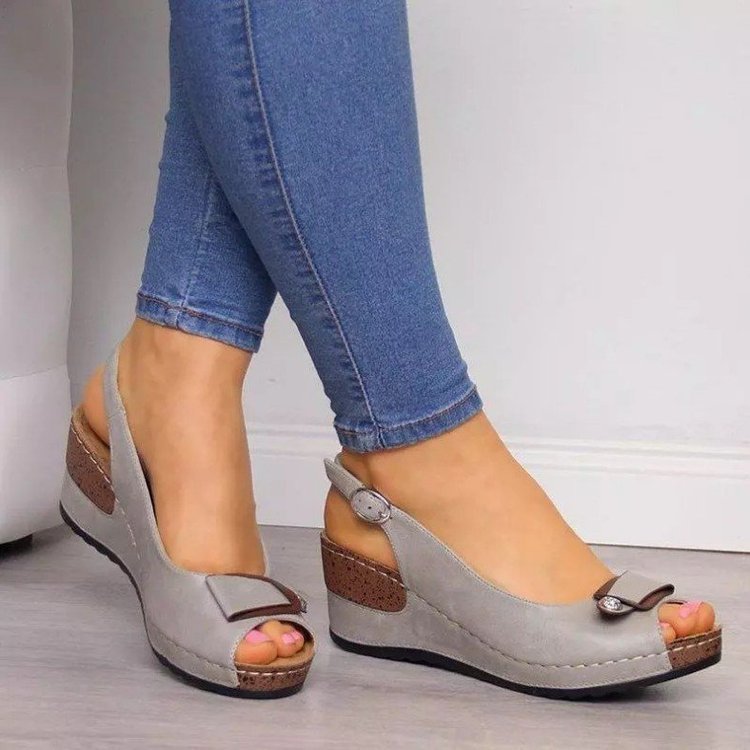 Damen Keil‑Slingback‑Sandalen mit gepolstertem Komfortfußbett und Zierschleife Mune Fashion