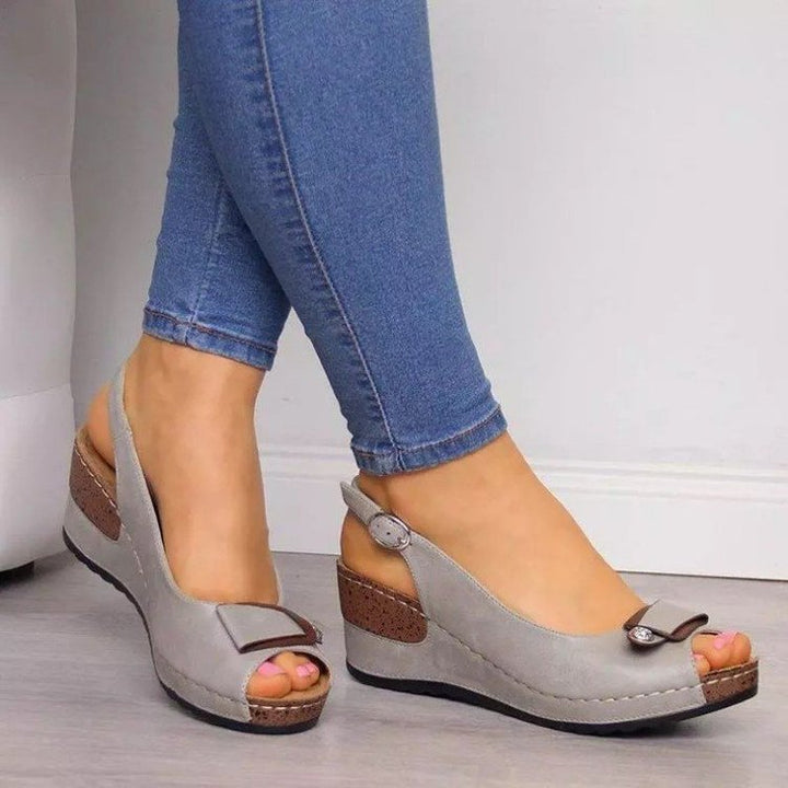 Damen Keil‑Slingback‑Sandalen mit gepolstertem Komfortfußbett und Zierschleife Mune Fashion