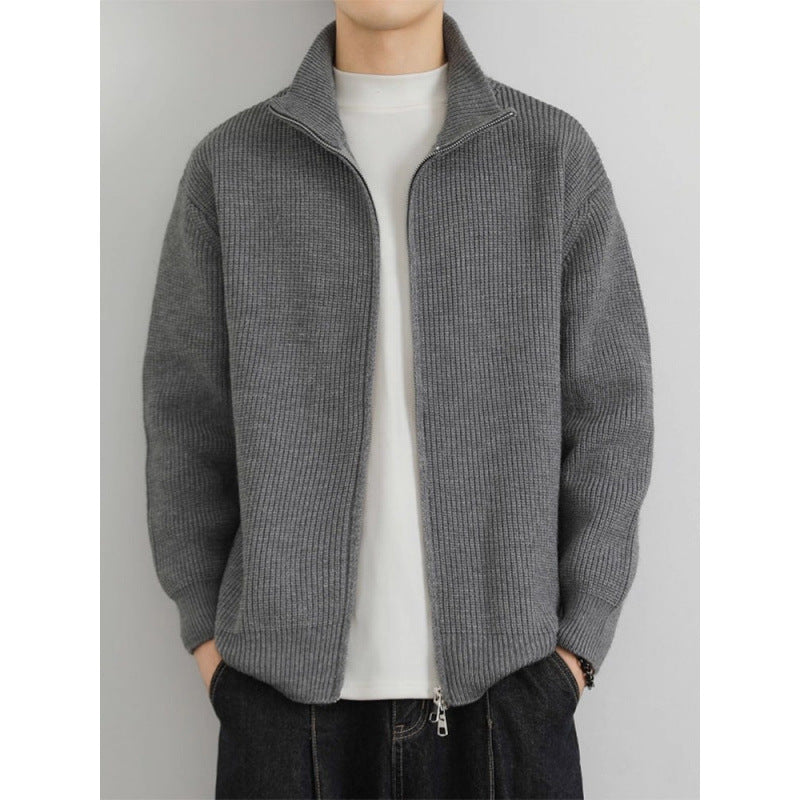 Men's cardigan with stand-up collar and zipper Mune Fashion