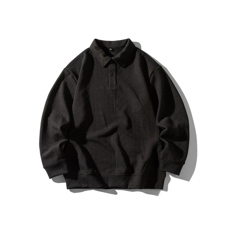 Unisex Structured Polo Shirt - Oversized Knit Sweater with Cable and Diamond Knit Mune Fashion