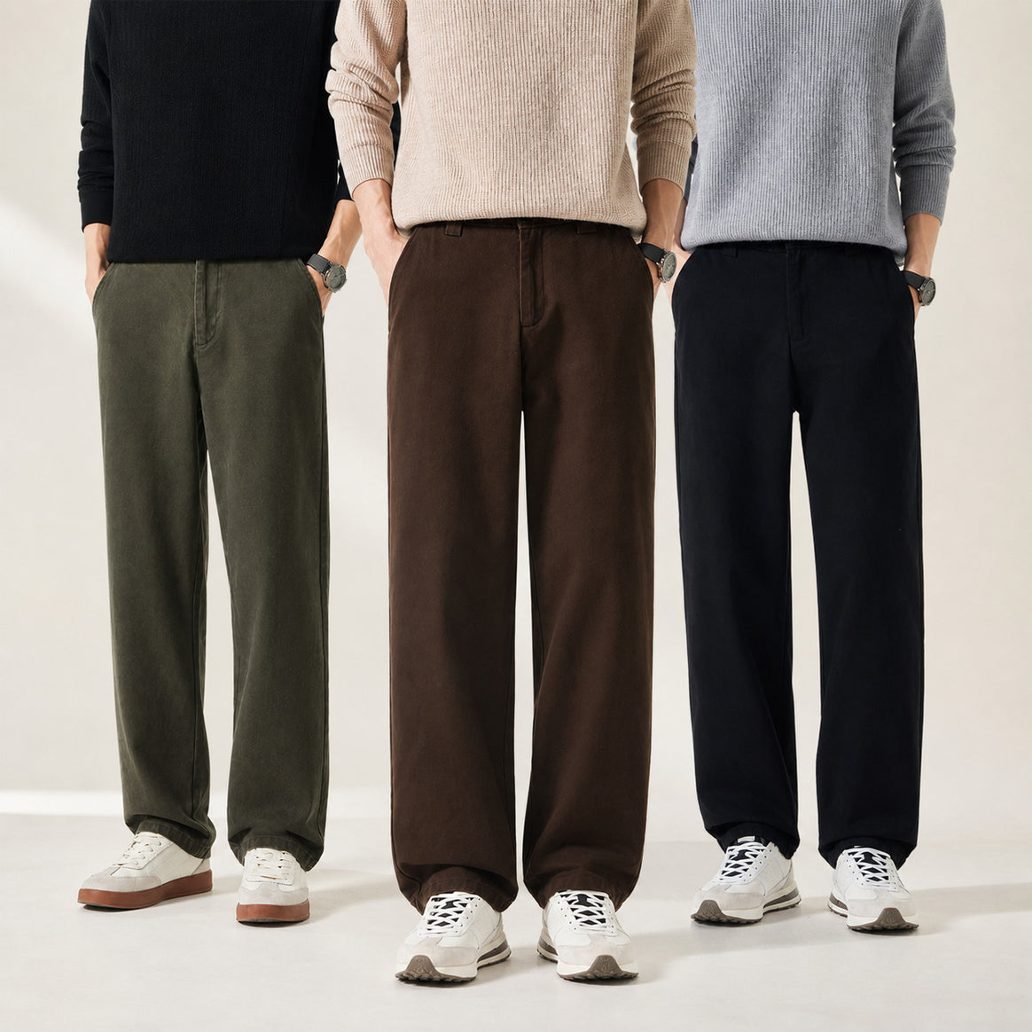 Men's Loose-Fitting Casual Pants with Straight Leg and Side Pockets Mune Fashion