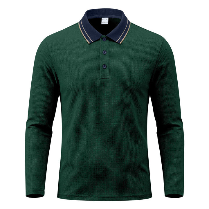 Men's long sleeve polo made of structured piqué cotton blend with contrast collar Mune Fashion