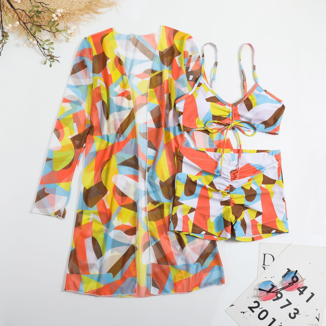 Women’s bikini set with floral top and airy wrap jacket Mune Fashion