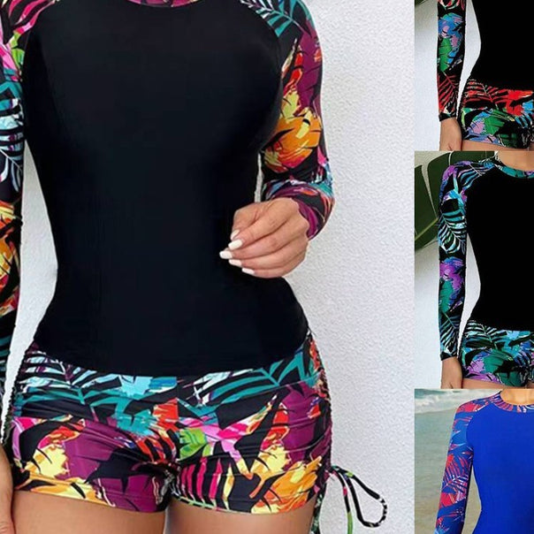 Women’s Sport Rashguard with Short Pants and Colorful Pattern Mune Fashion