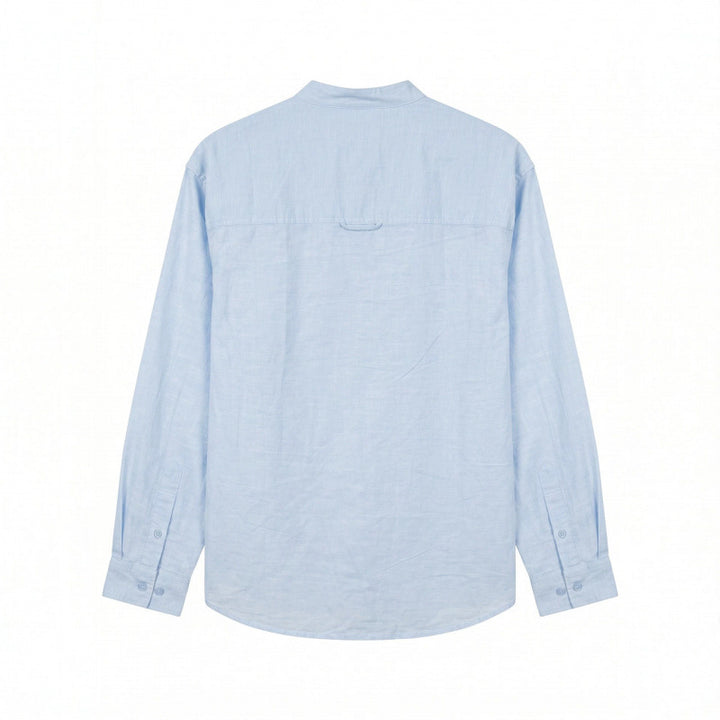 Men's Lightweight Cotton Oxford Shirt with Stand Collar and Chest Pocket Mune Fashion