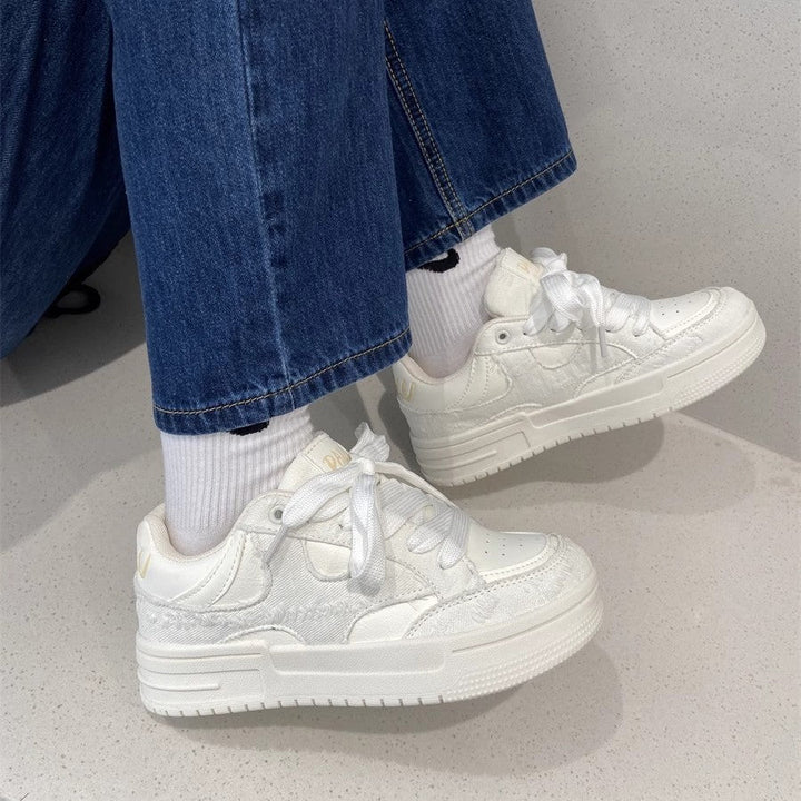 Ladies' lace-up sneakers with trendy, textured upper material from Mune Fashion