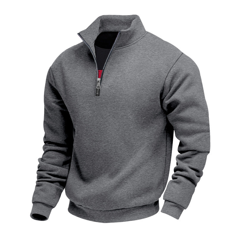 Men's brushed sweat half-zip with contrasting inner collar and elastic hem Mune Fashion