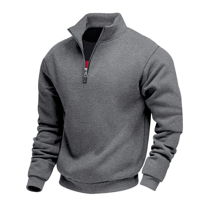 Men's brushed sweat half-zip with contrasting inner collar and elastic hem Mune Fashion