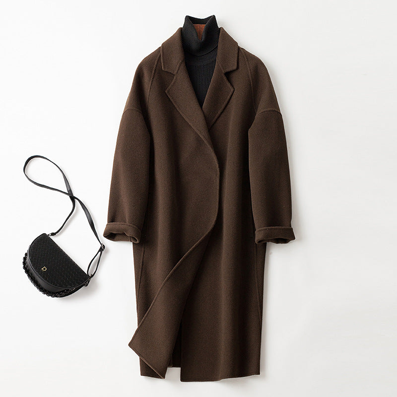 Women's Elegant Wool Coat with Removable Hood Mune Fashion