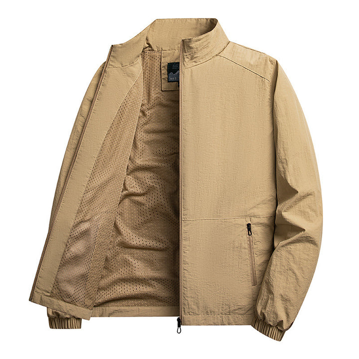 Men's lightweight windproof fleece jacket with stand-up collar and zip pockets Mune Fashion