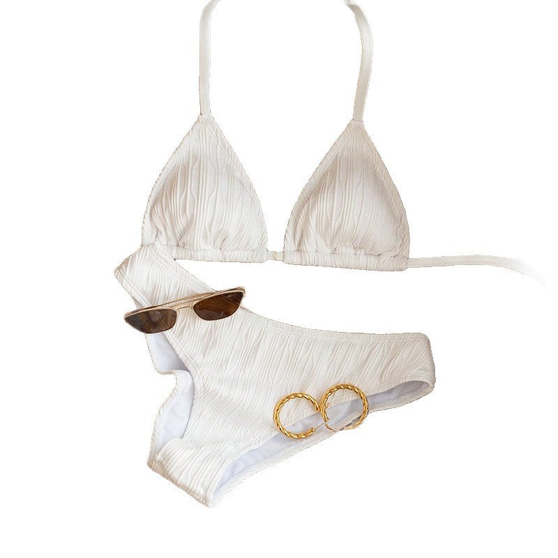 Women Triangle Bikini with fine ribbed design Mune Fashion