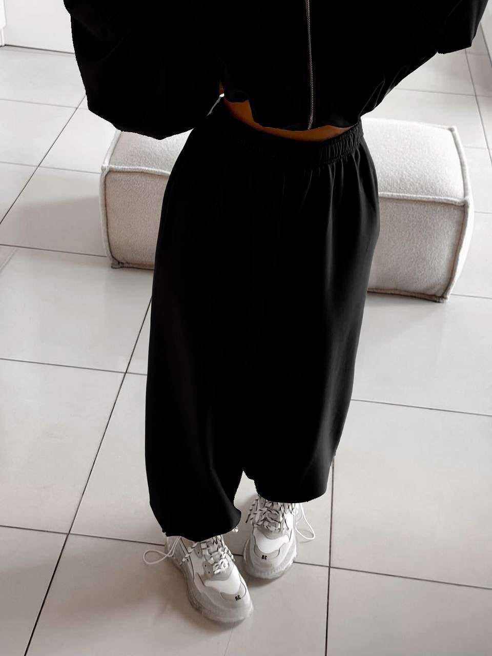 Women nan oversized hoodie jacket with full zip and high waist elastic waistband jogging pants set Mune Fashion
