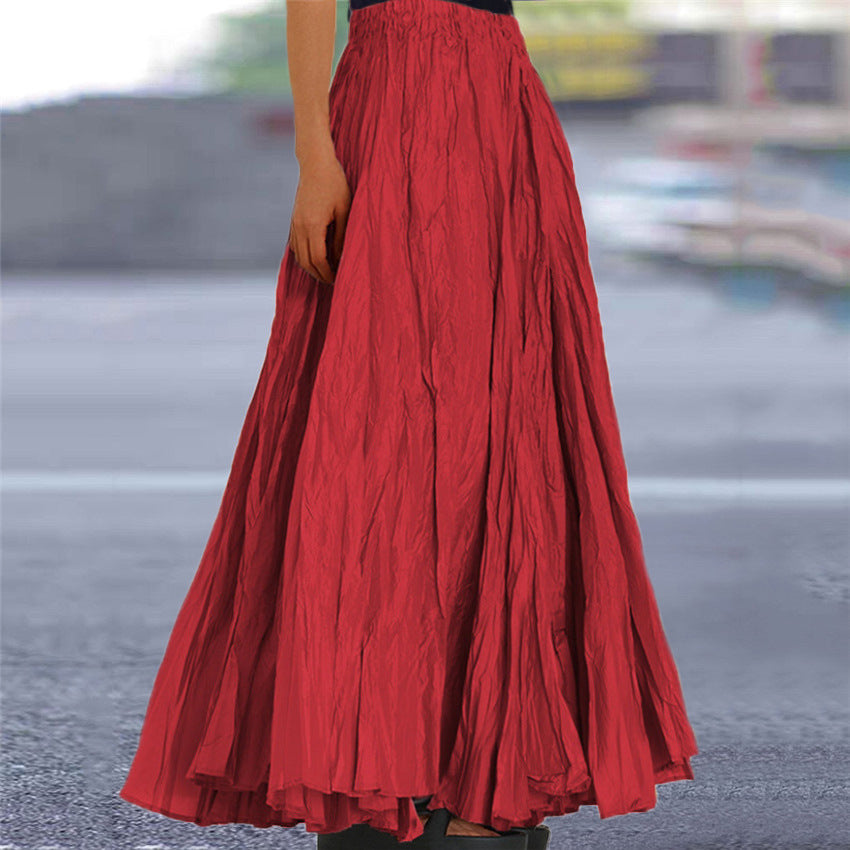 Ladies nan further maxi skirt with wrinkled look and elastic waistband Mune Fashion