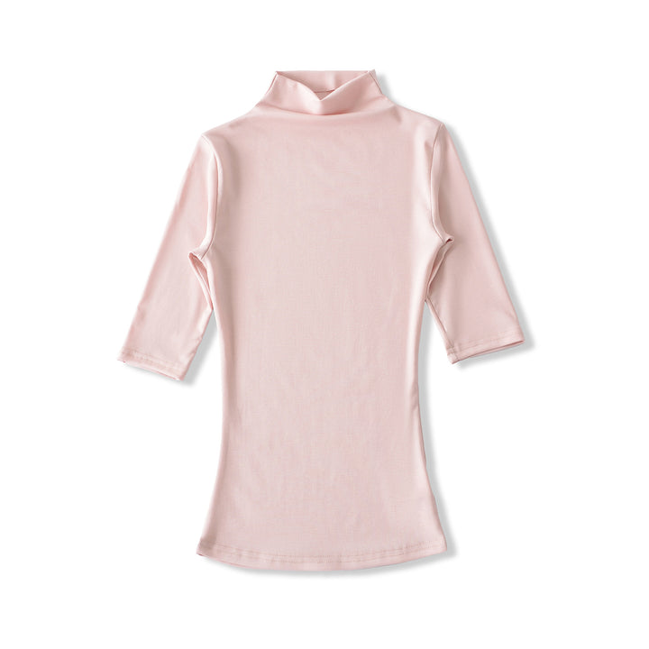 Women's Fitted Stand Collar Shirt with Half-Length Sleeves Mune Fashion