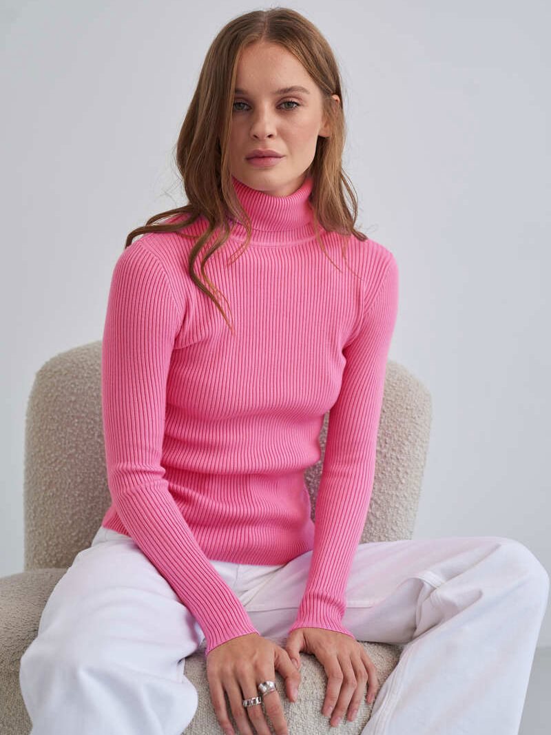 Women's Figure-Hugging Ribbed Roll Neck Sweater Mune Fashion